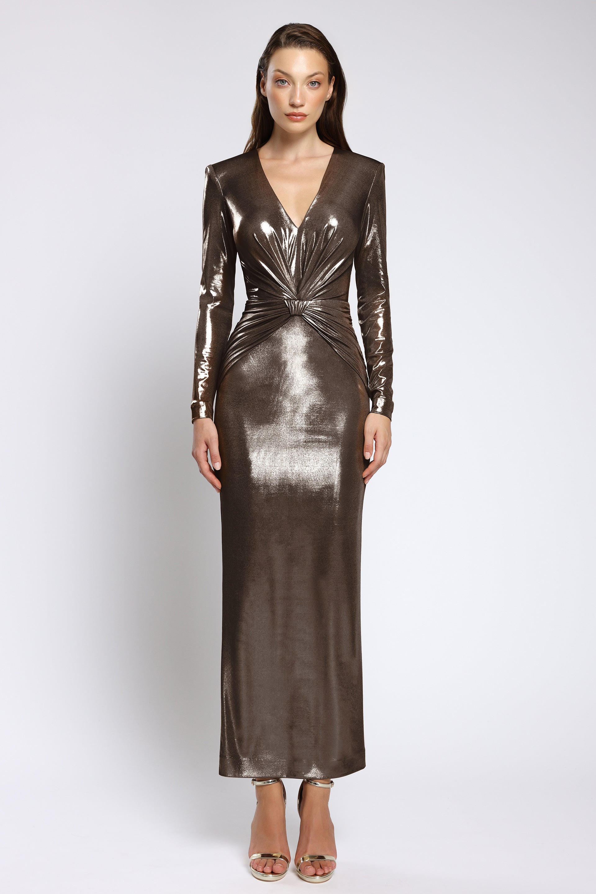 Midi dress in metallic lycra Vega CA180