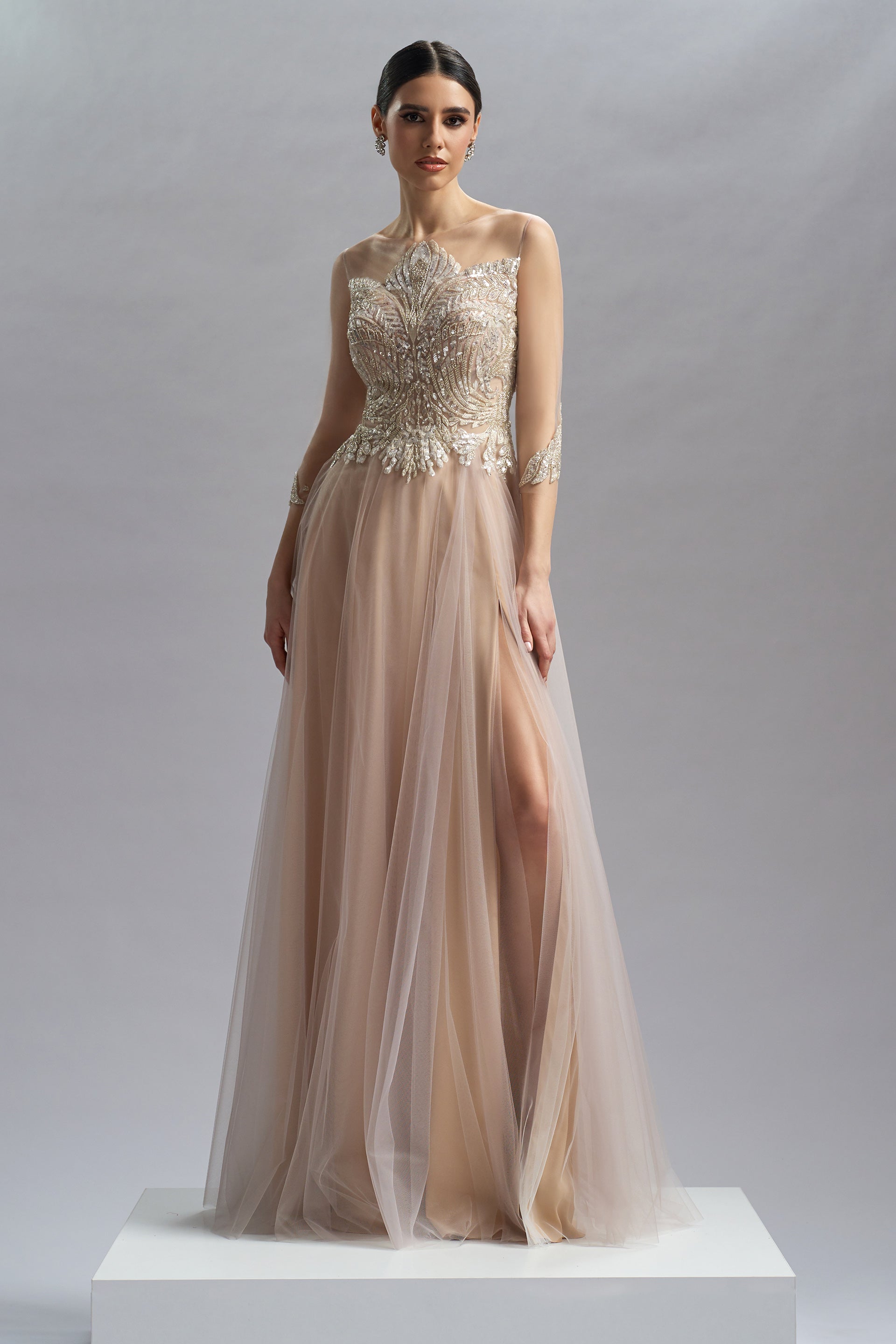Tulle and embroidery evening dress Cynthia CA64