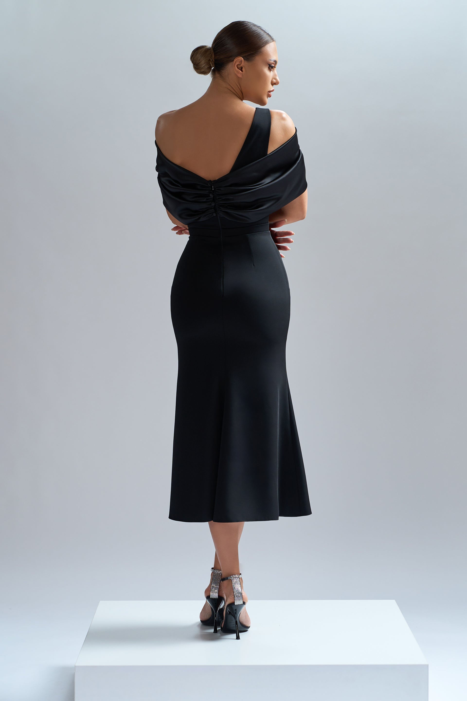 Stretch crepe and satin cocktail dress Ophelia CA71