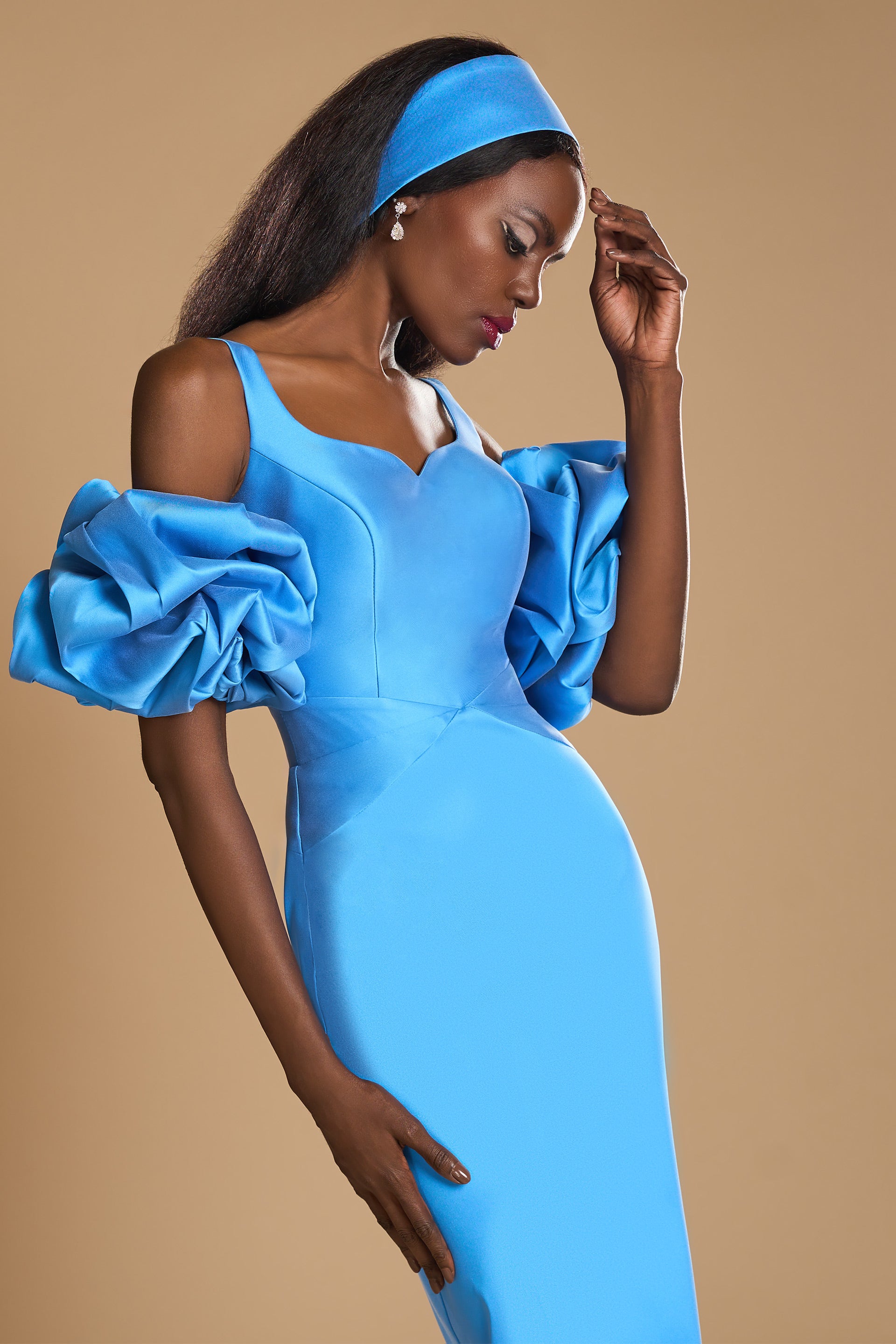 Midi dress made of stretch taffeta of Italian origin Bette CA91