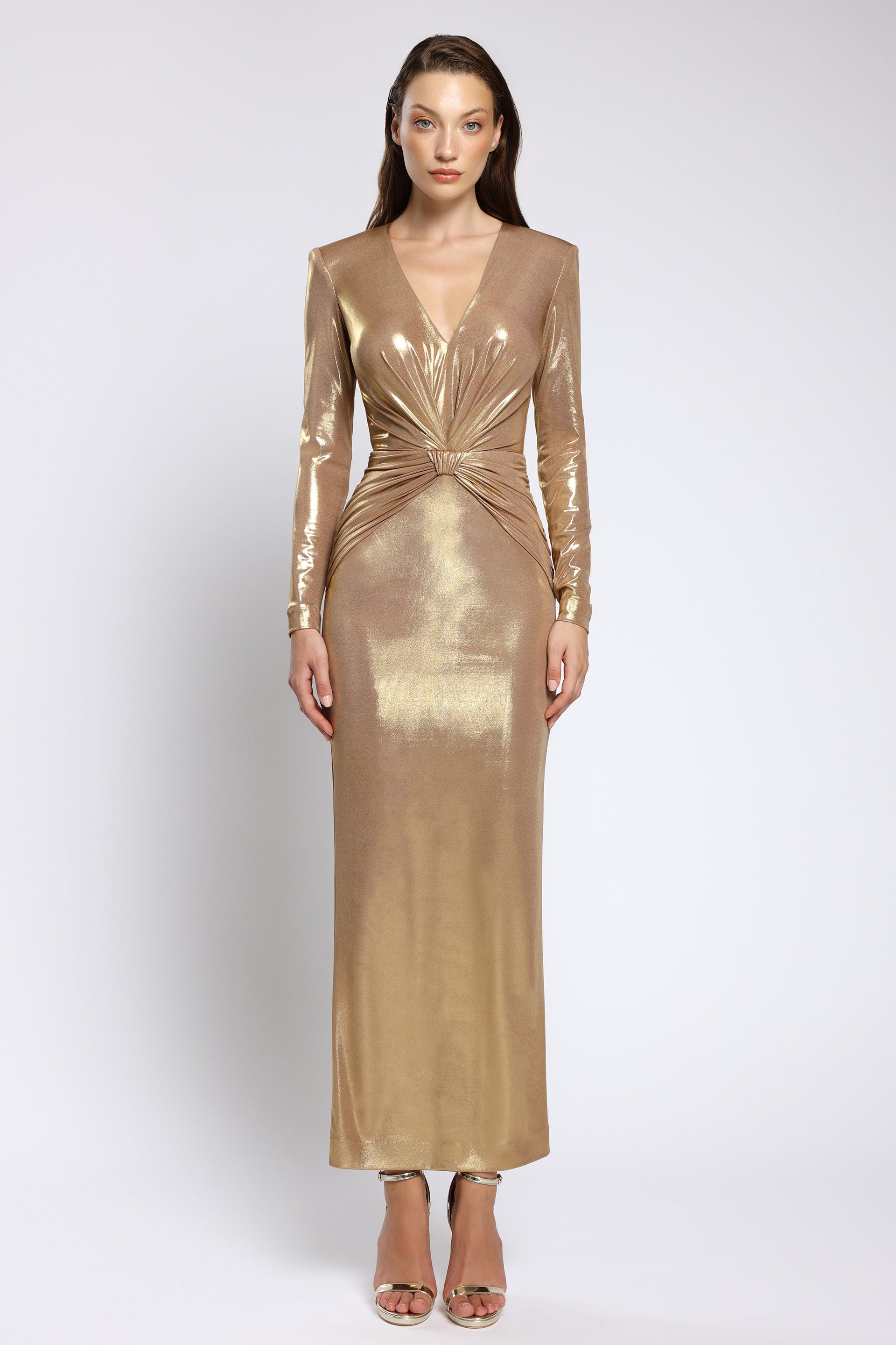Midi dress in metallic lycra Vega CA180