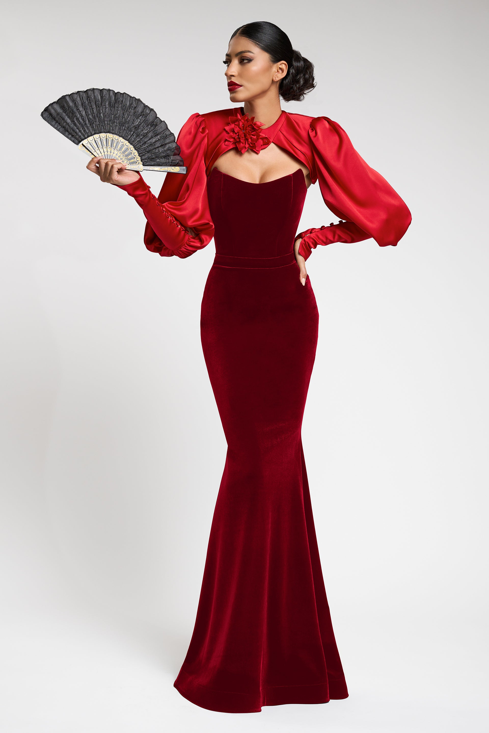 Long mermaid evening dress made of velvet Alejandra CA121