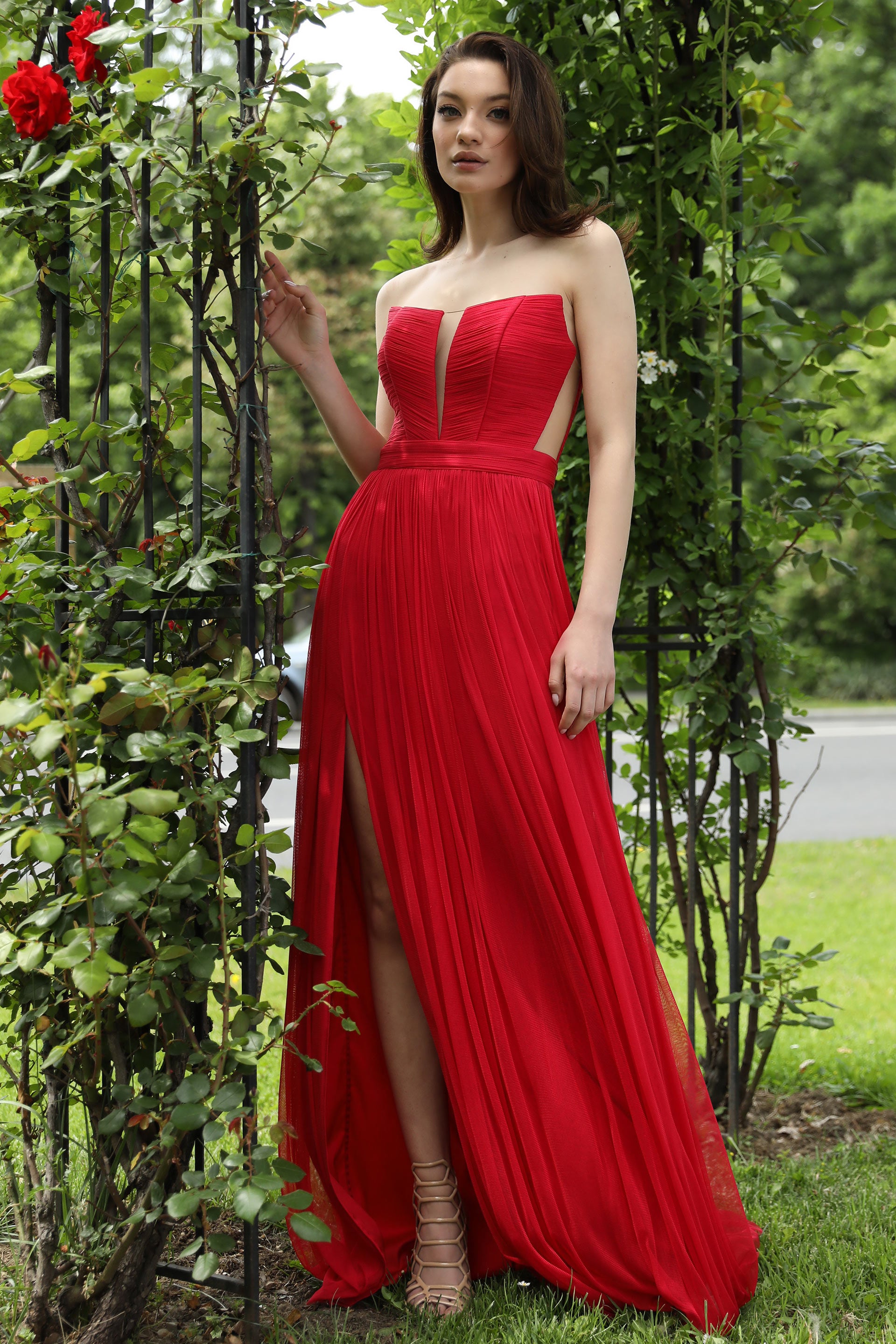 Long silk tulle evening dress CA994