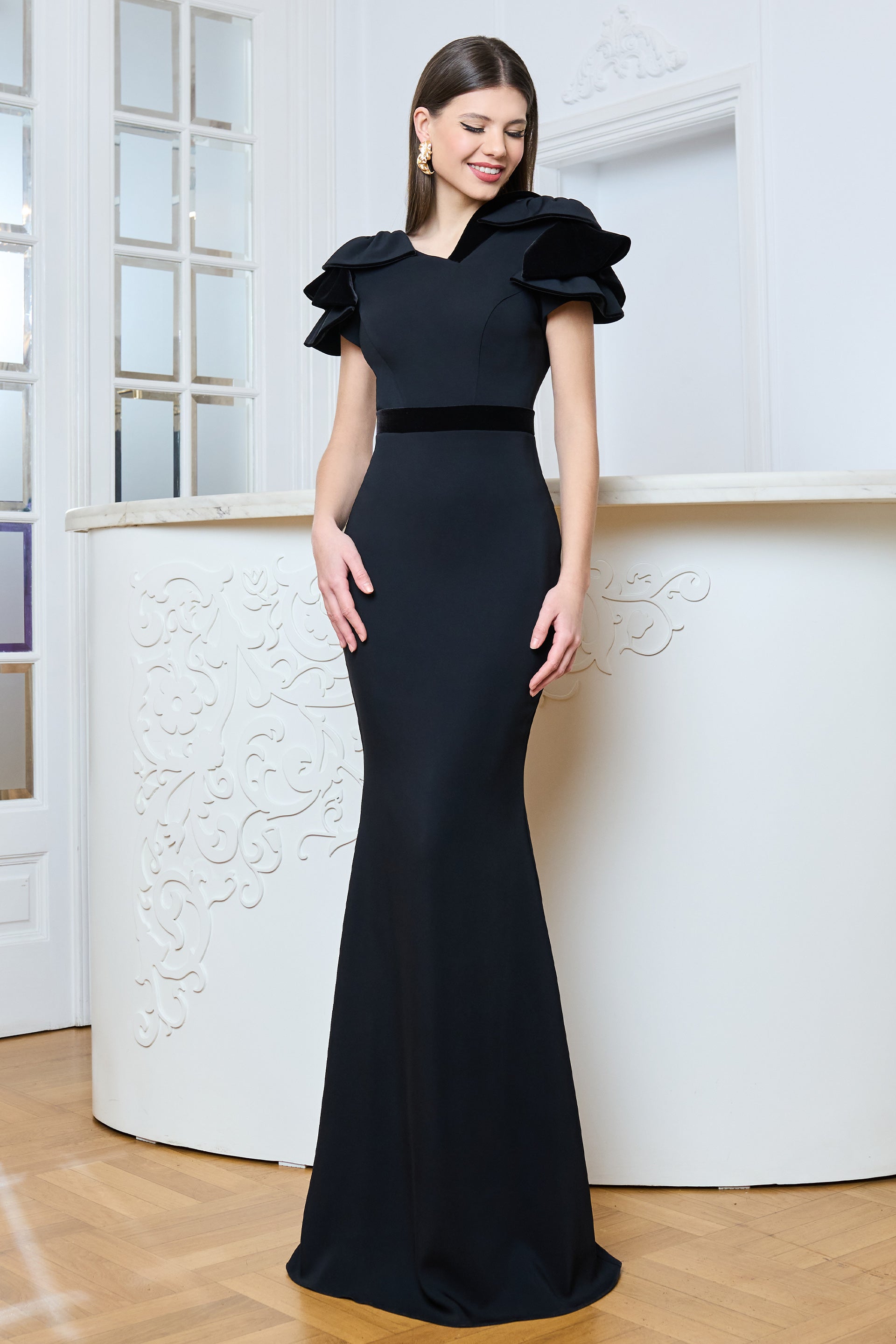 Viscose and velvet evening dress SKA1318