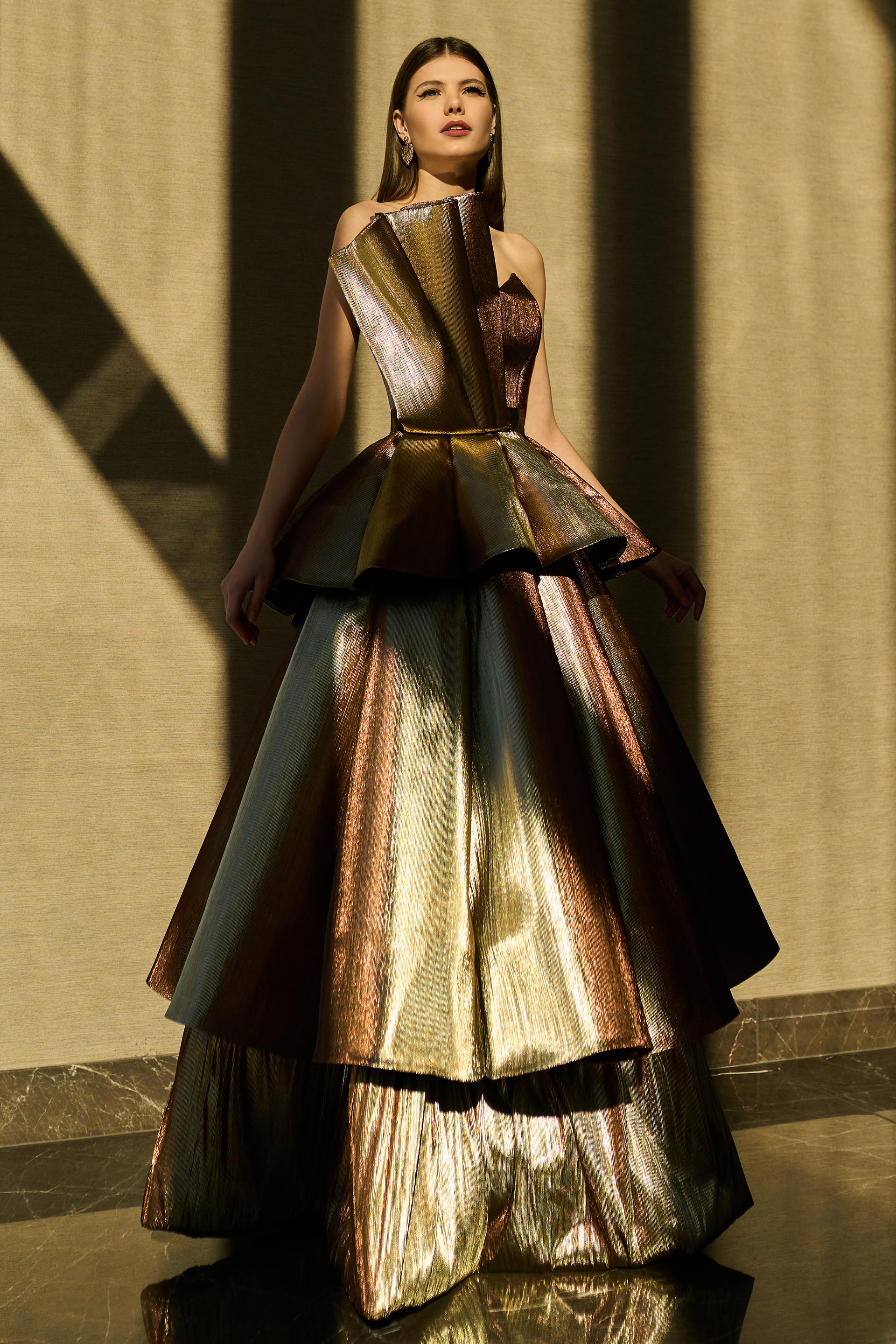 Evening dress made of French taffeta with lurex SKA1327