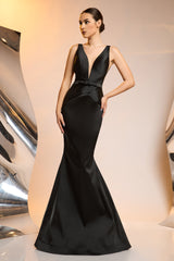 Long evening dress made of Italian elastic taffeta SKA1348