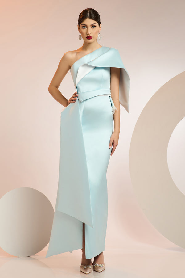 Long evening dress made of Italian elastic taffeta SKA1376