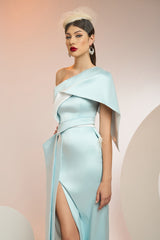 Long evening dress made of Italian elastic taffeta SKA1376